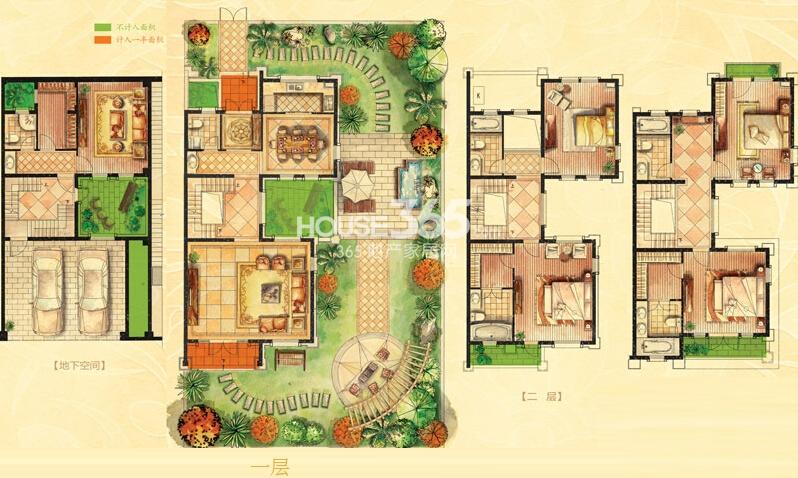 五室三厅三卫效果图,5房两厅三卫户型图,五室二厅三卫好户型图_大山谷图库