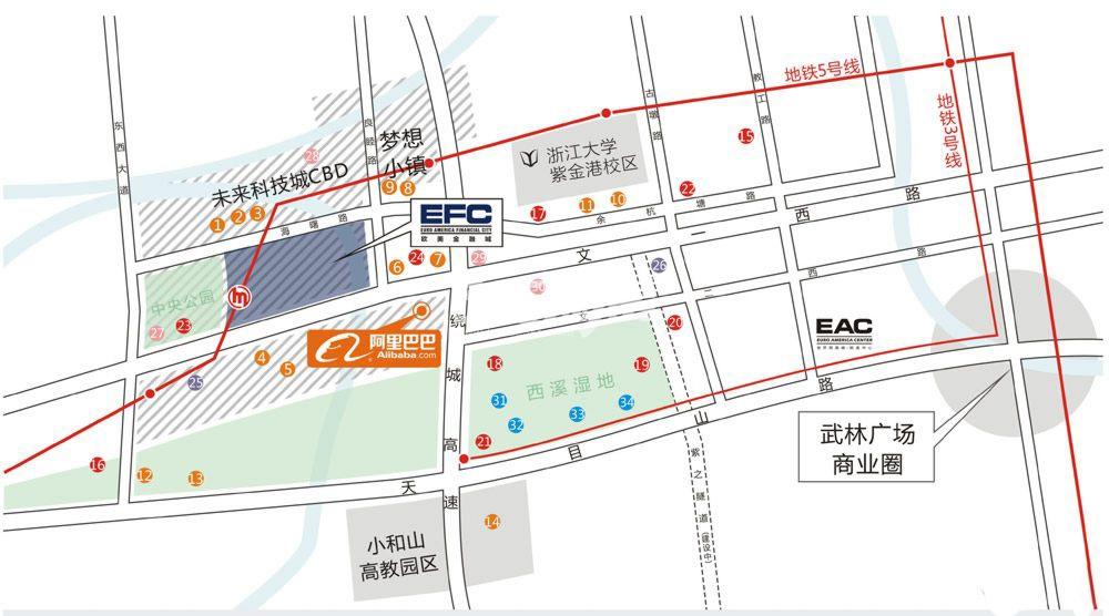 欧美金融城(EFC)项目交通区位图